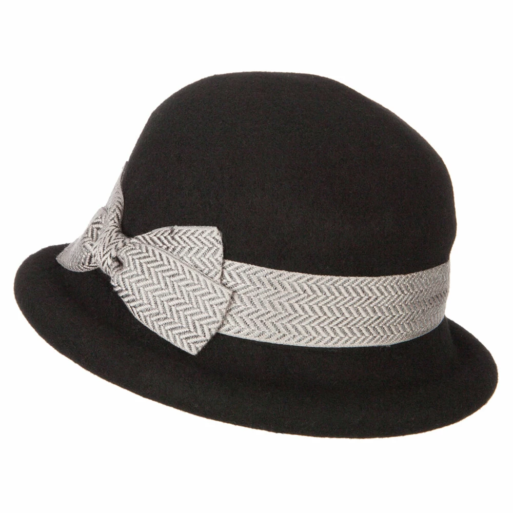 Jeanne Simmons Women's Wool Felt Herringbone Design Ribbon Accented Rolled Up Brim Bucket Hat 4 Jeanne Simmons Women's Wool Felt Herringbone Design Ribbon Accented Rolled Up Brim Bucket Hat - Image 2