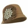 Something Special Women's Wool Felt Cloche With Rhinestone Flower -Adams Shop rh002cl camel 1
