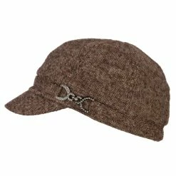 Something Special Rhinestone Metal Buckle Trim Tweed Newsboy Cap -Adams Shop rh002nb brown 4