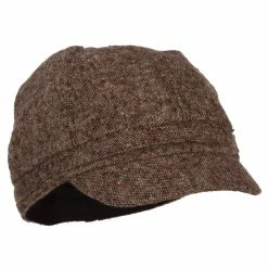 Something Special Rhinestone Metal Buckle Trim Tweed Newsboy Cap -Adams Shop rh002nb brown 5