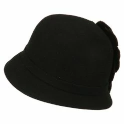 Something Special Women's Wool Felt Cloche With Rhinestone Flower -Adams Shop rh003cl black 3