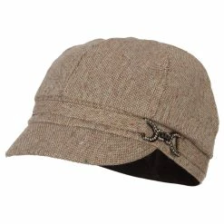 Something Special Rhinestone Metal Buckle Trim Tweed Newsboy Cap -Adams Shop rh003nb camel 1