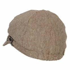 Something Special Rhinestone Metal Buckle Trim Tweed Newsboy Cap -Adams Shop rh003nb camel 2