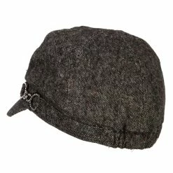 Something Special Rhinestone Metal Buckle Trim Tweed Newsboy Cap -Adams Shop rh004nb grey 2