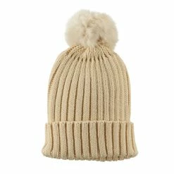 City Hunter Knit Cuff Beanie With Rabbit Pom 41 City Hunter Knit Cuff Beanie With Rabbit Pom -Adams Shop rp001bf khaki 5