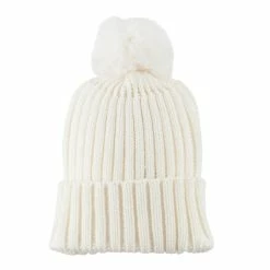 City Hunter Knit Cuff Beanie With Rabbit Pom 51 City Hunter Knit Cuff Beanie With Rabbit Pom -Adams Shop rp003bf white 5