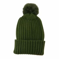 City Hunter Knit Cuff Beanie With Rabbit Pom 56 City Hunter Knit Cuff Beanie With Rabbit Pom -Adams Shop rp004bf olive 5