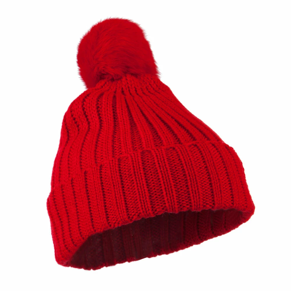City Hunter Knit Cuff Beanie With Rabbit Pom 6 City Hunter Knit Cuff Beanie With Rabbit Pom - Image 4