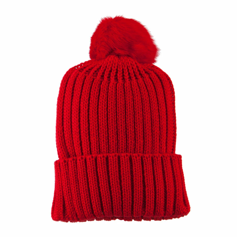 City Hunter Knit Cuff Beanie With Rabbit Pom 7 City Hunter Knit Cuff Beanie With Rabbit Pom - Image 5