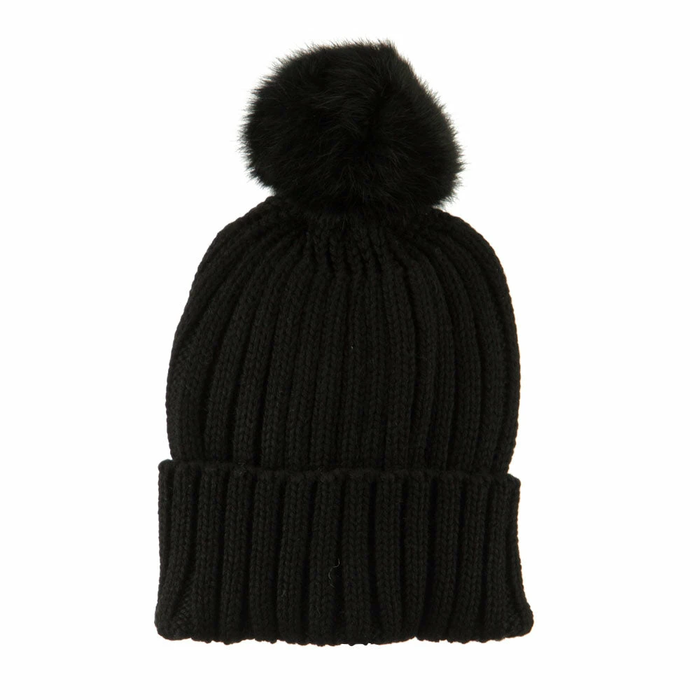 City Hunter Knit Cuff Beanie With Rabbit Pom 32 City Hunter Knit Cuff Beanie With Rabbit Pom - Image 30