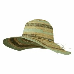 Jeanne Simmons Ribbon And Raffia Shell Button Wide Brim Hat