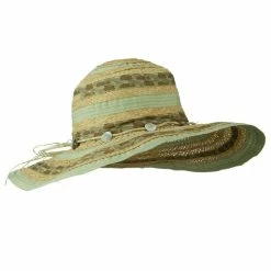 Jeanne Simmons Ribbon And Raffia Shell Button Wide Brim Hat -Adams Shop rr001fw 4