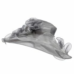 Something Special 2 Roses Accent Wide Organza Hat