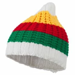 Rasta World Ribbed Rasta Beanie -Adams Shop rr002ms white 1