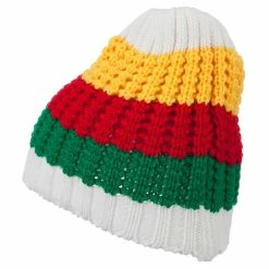 Rasta World Ribbed Rasta Beanie -Adams Shop rr002ms white 2