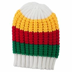 Rasta World Ribbed Rasta Beanie -Adams Shop rr002ms white 5