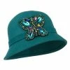 Something Special Wool Felt Cloche Hat With Rhinestone Butterfly 1 Something Special Wool Felt Cloche Hat With Rhinestone Butterfly -Adams Shop rt001cl turquoise 1
