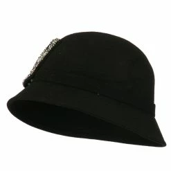 Something Special Wool Felt Cloche Hat With Rhinestone Butterfly -Adams Shop rt003cl black 4