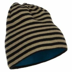 MG Reversible Striped Beanie -Adams Shop rv001ms black aqua 4