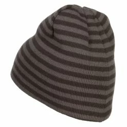 MG Reversible Striped Beanie -Adams Shop rv002ms charcoal orange 2
