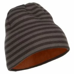 MG Reversible Striped Beanie -Adams Shop rv002ms charcoal orange 4