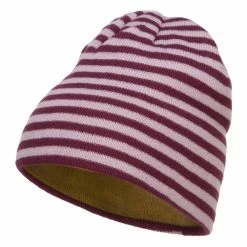 MG Reversible Striped Beanie -Adams Shop rv004ms purple mustard 1