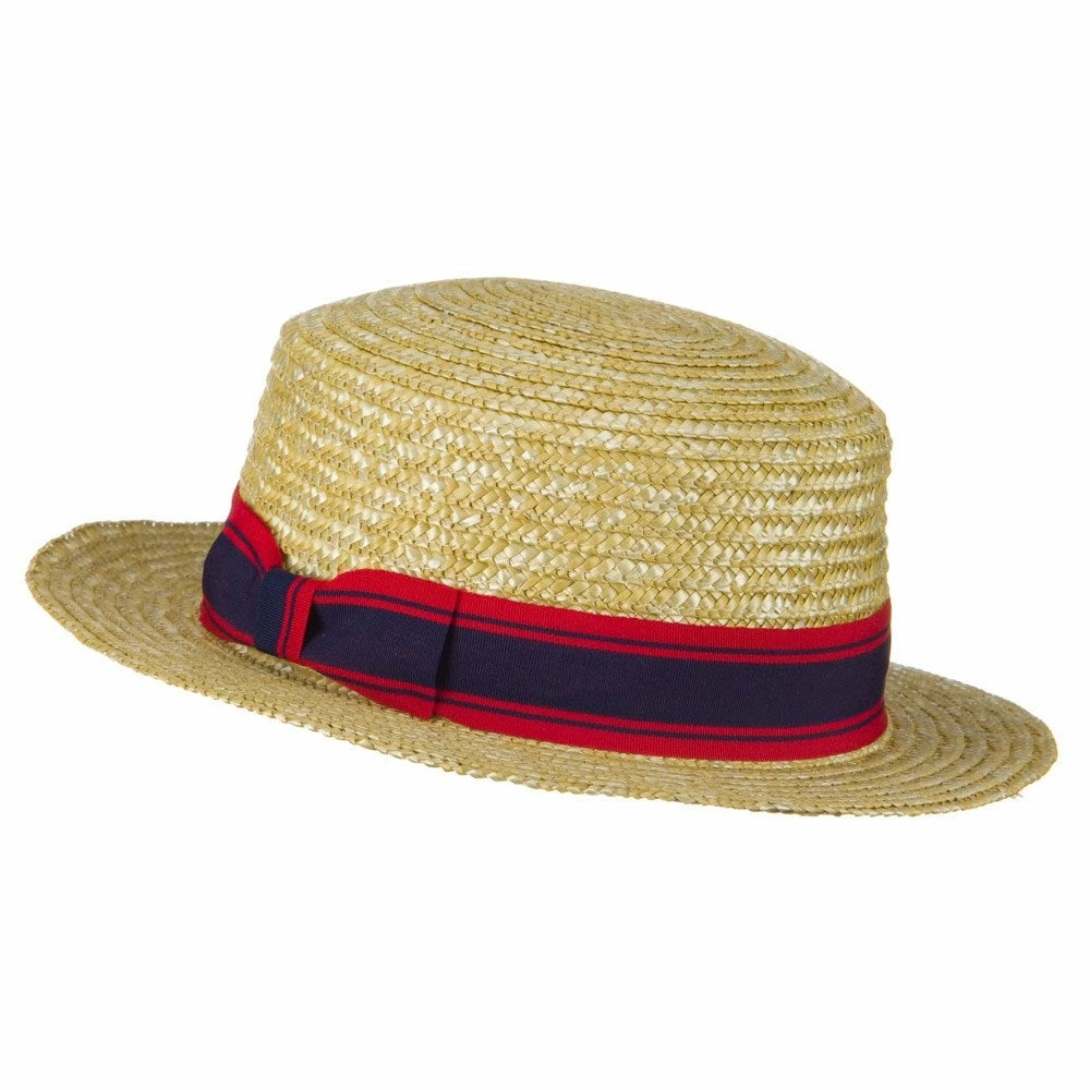Jeanne Simmons Boy's Vintage Straw Boater Hat 4 Jeanne Simmons Boy's Vintage Straw Boater Hat - Image 2
