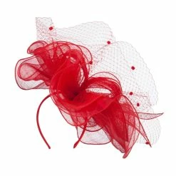 Something Special Flower Net Sinamay Fascinator -Adams Shop ry005df red 3 2