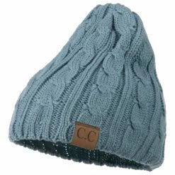 Cheveux Solid Cable Knit Beanie -Adams Shop sc001ps denim 1