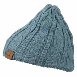 Cheveux Solid Cable Knit Beanie -Adams Shop sc001ps denim 5