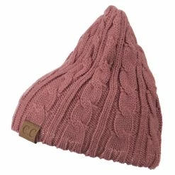 Cheveux Solid Cable Knit Beanie -Adams Shop sc002ps mauve 5