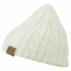 Cheveux Solid Cable Knit Beanie -Adams Shop sc003ps ivory 5