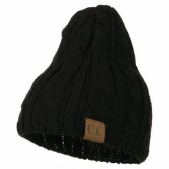 Cheveux Solid Cable Knit Beanie -Adams Shop sc004ps black 1