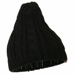 Cheveux Solid Cable Knit Beanie -Adams Shop sc004ps black 4