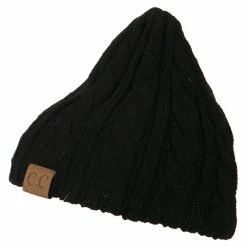 Cheveux Solid Cable Knit Beanie -Adams Shop sc004ps black 5