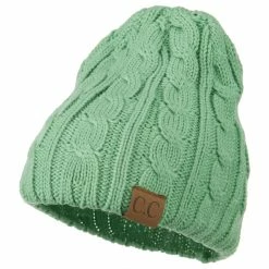 Cheveux Solid Cable Knit Beanie -Adams Shop sc005ps sage 1