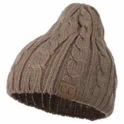 Cheveux Solid Cable Knit Beanie -Adams Shop sc006ps camel 1