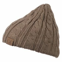 Cheveux Solid Cable Knit Beanie -Adams Shop sc006ps camel 5