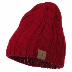 Cheveux Solid Cable Knit Beanie -Adams Shop sc007ps red 1