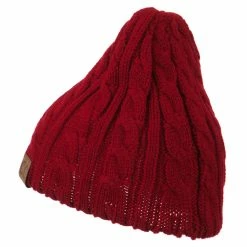 Cheveux Solid Cable Knit Beanie -Adams Shop sc007ps red 2