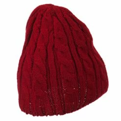 Cheveux Solid Cable Knit Beanie -Adams Shop sc007ps red 3