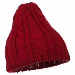 Cheveux Solid Cable Knit Beanie -Adams Shop sc007ps red 4