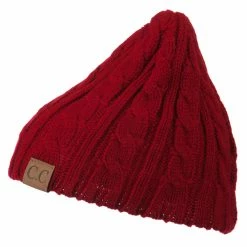 Cheveux Solid Cable Knit Beanie -Adams Shop sc007ps red 5