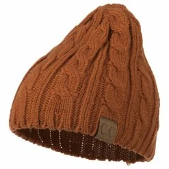 Cheveux Solid Cable Knit Beanie -Adams Shop sc008ps rust 1