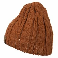 Cheveux Solid Cable Knit Beanie -Adams Shop sc008ps rust 2