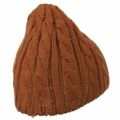 Cheveux Solid Cable Knit Beanie -Adams Shop sc008ps rust 3