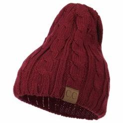 Cheveux Solid Cable Knit Beanie -Adams Shop sc009ps burgundy 1