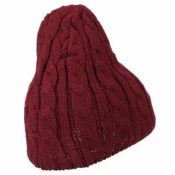 Cheveux Solid Cable Knit Beanie -Adams Shop sc009ps burgundy 3