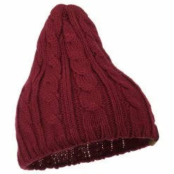 Cheveux Solid Cable Knit Beanie -Adams Shop sc009ps burgundy 4