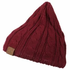 Cheveux Solid Cable Knit Beanie -Adams Shop sc009ps burgundy 5
